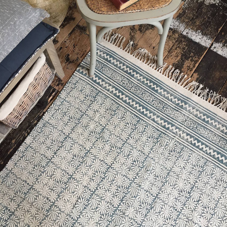 faded cotton dhurrie rug by french grey interiors