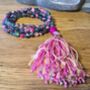 Pink And Green Crystal Mala Beads Necklace With Tassel, thumbnail 5 of 7