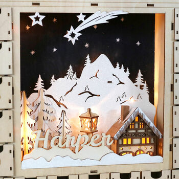 Personalised Wooden Winter Scene Advent Calendar, 4 of 8