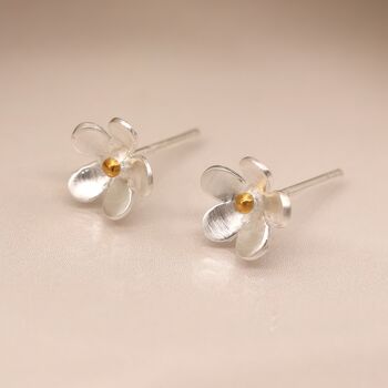 Sterling Silver Forget Me Not Flower Stud Earrings, 3 of 9