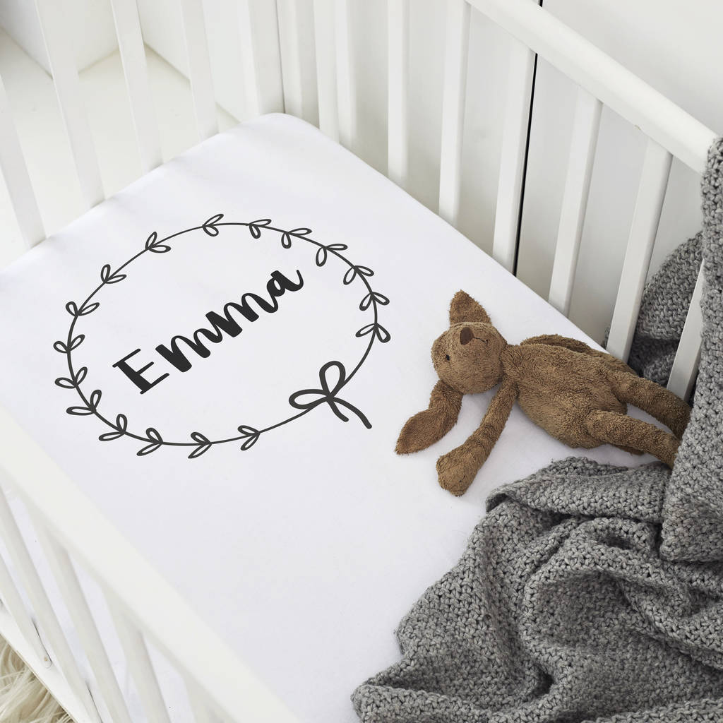 Personalised 'Wreath' Cot Sheet, 1 of 5