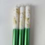 Ivory And Green Glitter Christmas Candles 'Mistletoe Kisses', thumbnail 2 of 3