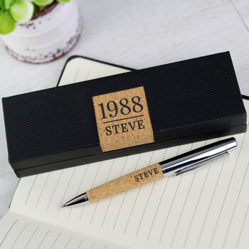 Personalised Date And Name Cork Pen Box Set, 4 of 6