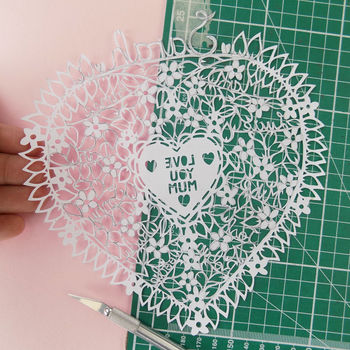Personalised Family Tree Love Heart Hand Cut Paper Cut, 4 of 12