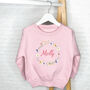 Girls Floral Wreath Personalised Sweatshirt, thumbnail 5 of 5