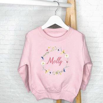 Girls Floral Wreath Personalised Sweatshirt, 5 of 5