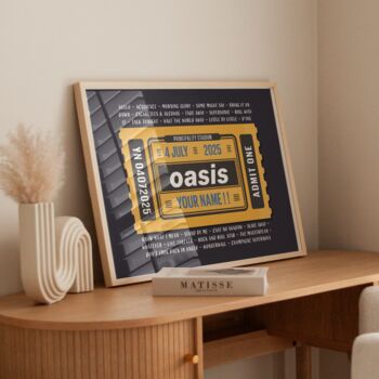 Oasis 2025 Tour Setlist Personalised Ticket Print, 3 of 3
