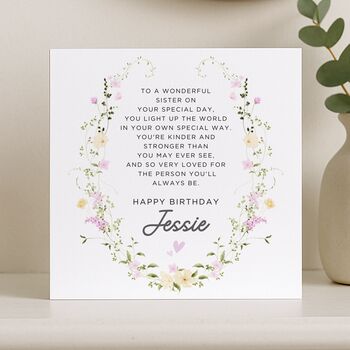 Sister Birthday Poem Card Personalised For Her, 4 of 8