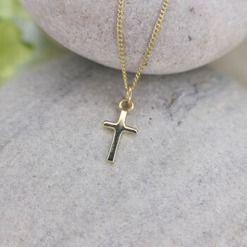 Mini Cross Necklace In 14ct Gold, 3 of 5