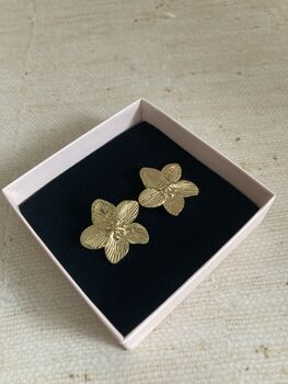 Dainty Gold Flower Stud Earrings, 4 of 4