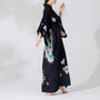 Silk Kimono Dressing Gown Royal Peacock | Black, thumbnail 4 of 10