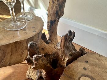 Varnished Teak Root Wooden Plant Multi Level Stand, 10 of 12