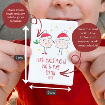 First Christmas As A Married Couple Personalised Ceramic Magnet, 2 of 2