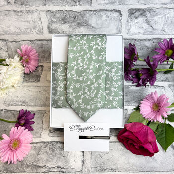 Wild Sage Leaves Wedding Tie Set, 2 of 6