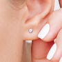 Mini Sterling Silver White Opal Stud Earrings, thumbnail 2 of 10