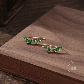 Emerald Green Cz Cluster Crawler Earrings, 6 of 10