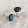 Neutral Pure Silk Covered Cufflinks, thumbnail 2 of 5