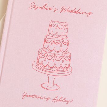 Personalised Name Wedding Cake Fabric Notebook In Pink, 2 of 3