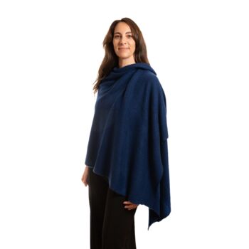 Navy 100% Cashmere Travel Wrap Shawl Gift Boxed, 3 of 6