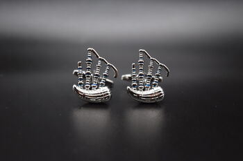 Bagpipe Silver Cufflinks Gift For Musicians 316 L Stainless Steel, 5 of 6