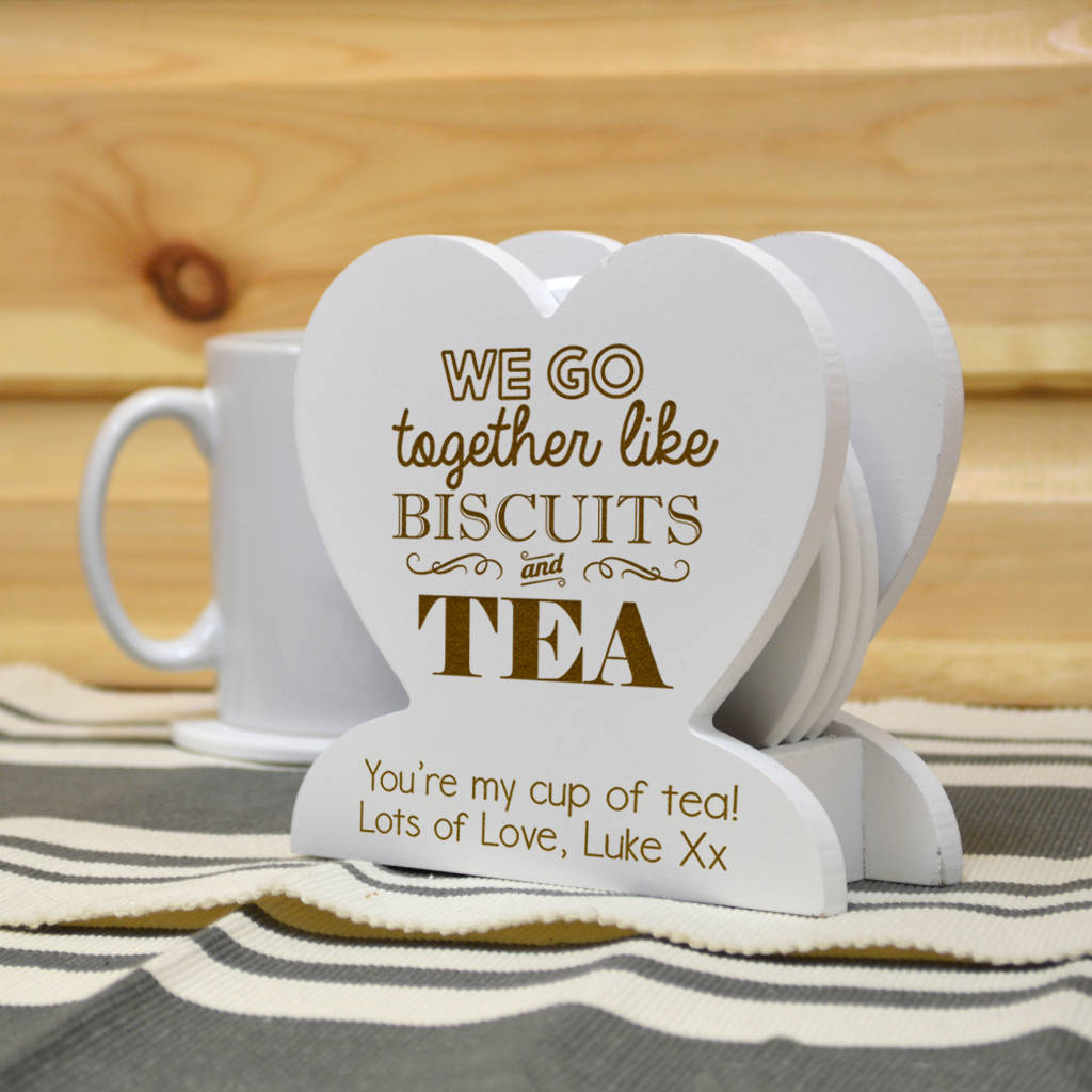 personalised wooden coaster gift set by