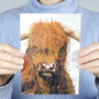 Highland Cow Greeting Card 'Angus', thumbnail 2 of 2