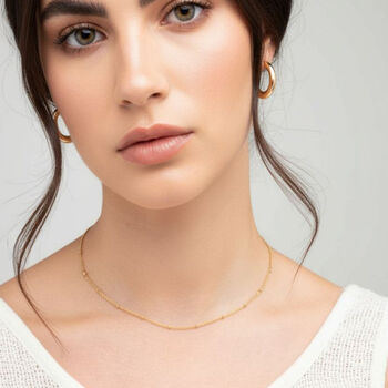 Kin 18 K Gold Plated Bead Necklace, 2 of 4