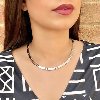 Elegant Dot And Dash Sterling Silver Choker Necklace, 2 of 5