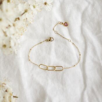 Three Interlocking Rings Bracelet With Birthstone, 10 of 11