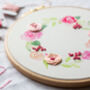 Pink And Peach Wreath Embroidery Hoop Kit, thumbnail 2 of 6