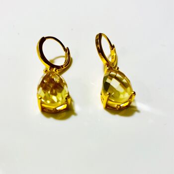 Citrine Gemstone Gold Earrings Gift For Her, 4 of 4