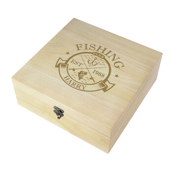 Personalised Fishing Club Wooden Keepsake Box, 2 of 4