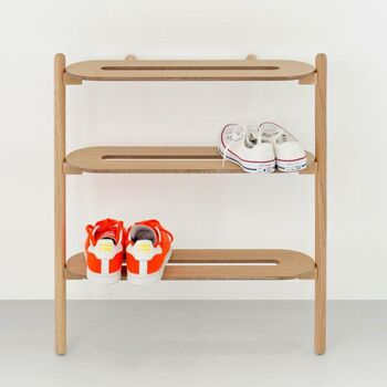 Natural Oak Contemporary Shoe Tidy, 2 of 3