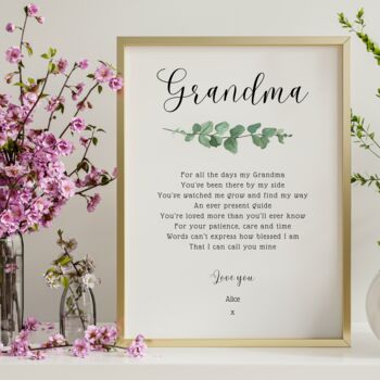 Personalised Print Gift For Grandma, 2 of 3