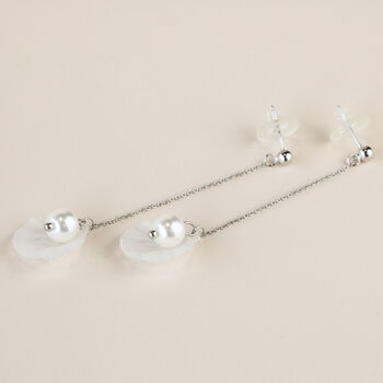 Flower Petal And Pearl Dangle Stud Earrings, 3 of 3