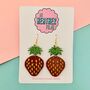 Large Strawberry Glitter Earrings, thumbnail 1 of 2