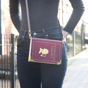 Sherlock Holmes Silhouette Burgundy Book Small Handbag, 5 of 9
