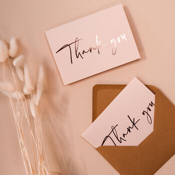 Rose Gold Foil Wedding Thank You Note Card, 8 of 10