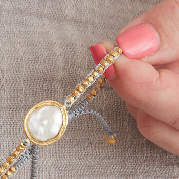 Pearl Silver Gold Plated Friendship Bracelet, 4 of 10