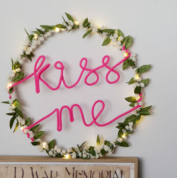 Kiss Me Mistletoe Fairy Light Wreath, 3 of 4