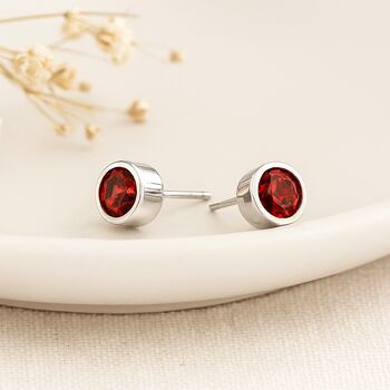 Sterling Silver July Birthstone Stud Earrings – 7mm, 3 of 9