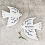 White Porcelain Dove Hanging Decoration Follow Your Dreams, thumbnail 3 of 5