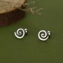 Koru Circle Spiral Screw Back Earrings In Sterling Silver, thumbnail 1 of 10