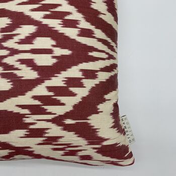 Ikat Silk Cushion Red Abstract, 4 of 9