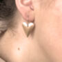 Rose Gold Colour Aluminium Slim Heart Earrings, thumbnail 2 of 3