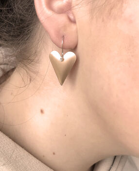 Rose Gold Colour Aluminium Slim Heart Earrings, 2 of 3
