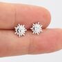 Sterling Silver Tiny Sun Stud Earrings, thumbnail 2 of 12
