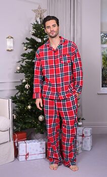 Family Brushed Woven Red Check Pyjama, 3 of 10