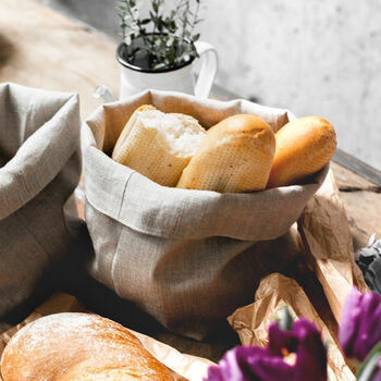 Natural Linen Storage Bread Basket, 3 of 5