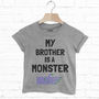 My Brother Is A Monster Children's Halloween T Shirt, thumbnail 4 of 6